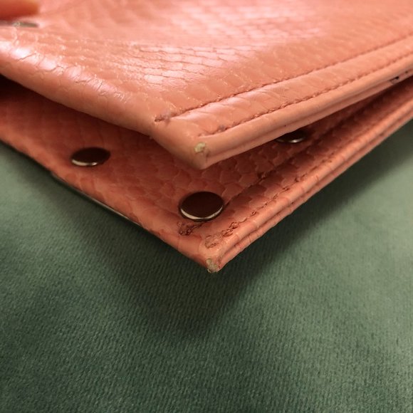 BCBG Light Pink Faux Snakeskin Envelope Clutch - Picture 12 of 13